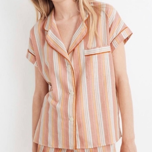 Madewell Bedtime Pajama Top in Rainbow Stripe M - Picture 1 of 7